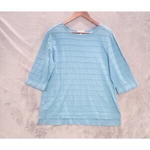 Habitat Womens Light Blue Wide Ribbed 100% Cotton Blouse Size Small Oversized